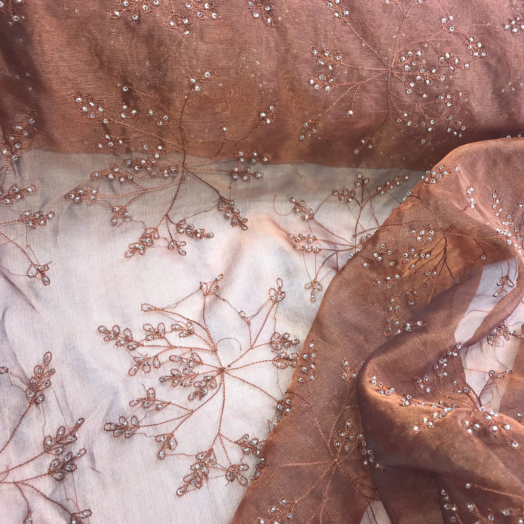 Thin Floral Beaded Embroidery Silk Organza Embroidery Butterfly Fabrics NYC Thin Floral Beaded Embroidery Silk Organza Embroidery Butterfly Fabrics NYC