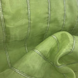 Lime Green Stripe Silk Organza Embroidery