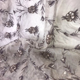 Hand Painted Floral Pattern Silk Organza Embroidery