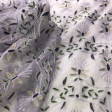 Multi-colored Floral Pattern Silk Organza Embroidery